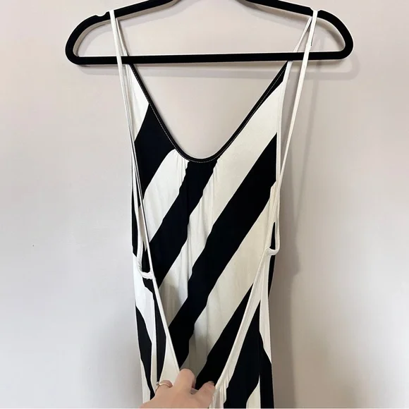 Elan striped maxi dress low-cut back spaghetti straps Sz S - Picture 3 of 7